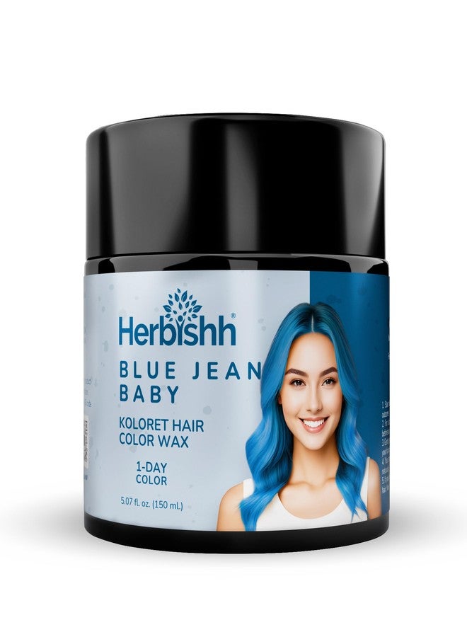 Herbishh Koloret Temporary Hair Color Wax - Blue Jean Baby, Instant Washable Vegan Hair Paint for Kids, Men & Women - 5.07 fl - Image 1